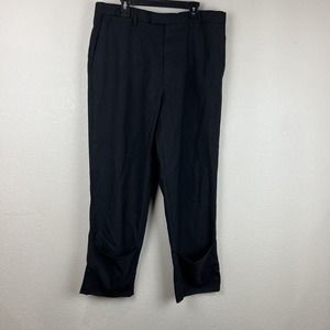 Raf Simons Pants Men 33 SS19 Modello Slim Fit Regular Turn Ups Black Wool EU 52